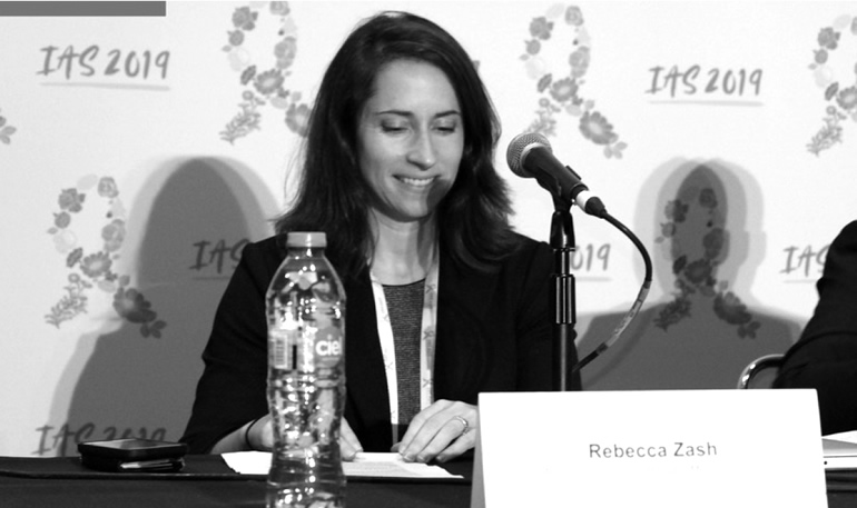 Dra. Rebecca Zash Dra. Rebecca Zash, apresentando os resultados do estudo Tsepamo na IAS 2019